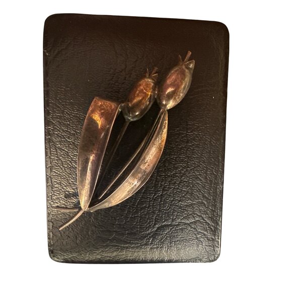 💖Vintage Silver Tone Tulip Brooch Pin - Picture 1 of 3